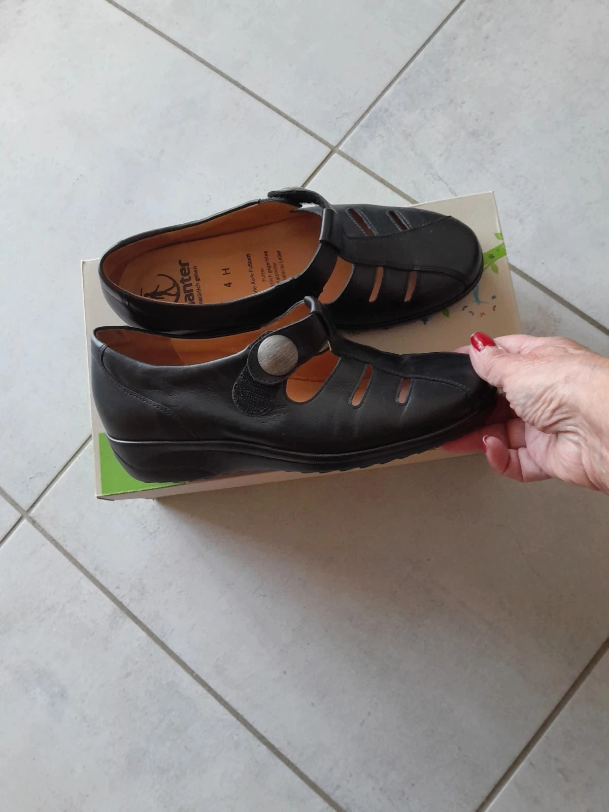 Tênis conforto Ganter Hedy H em couro preto - Tamanho 37 (UK 4 - Largura H) – photo 2